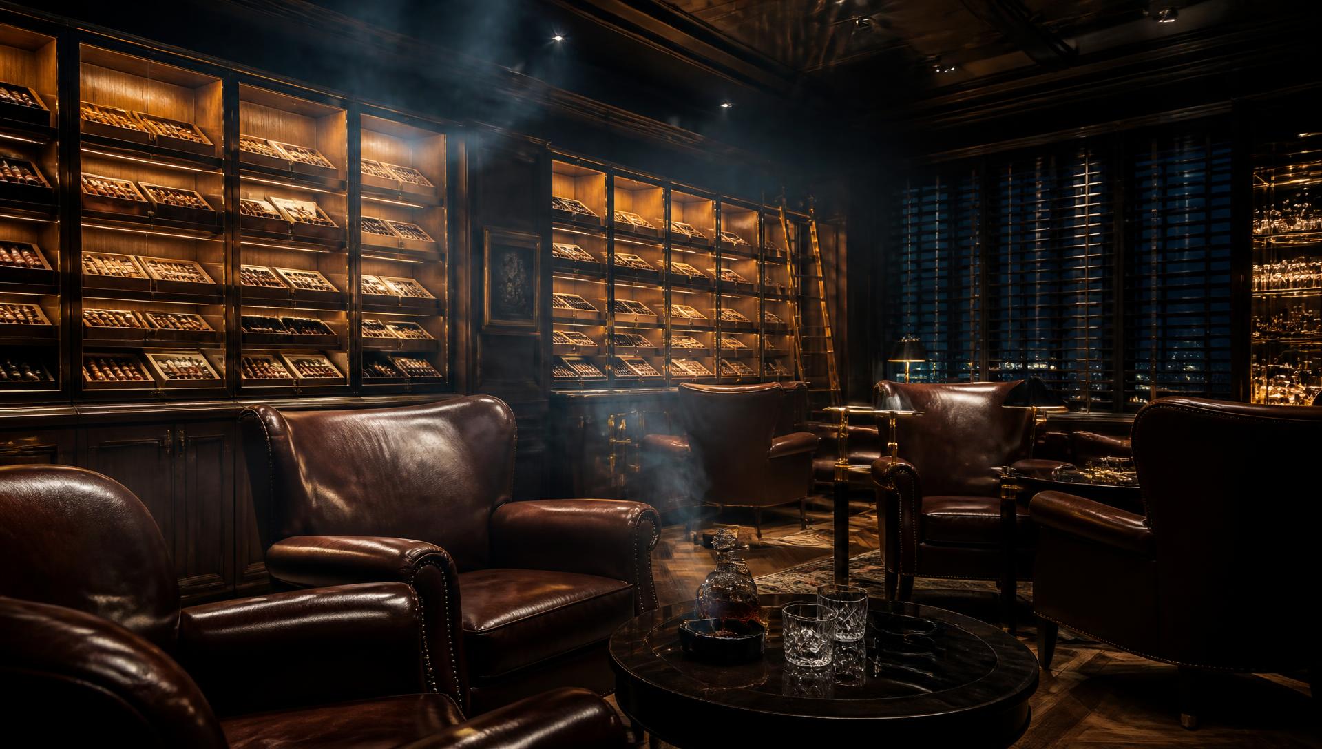 The Cigar Room lounge at night