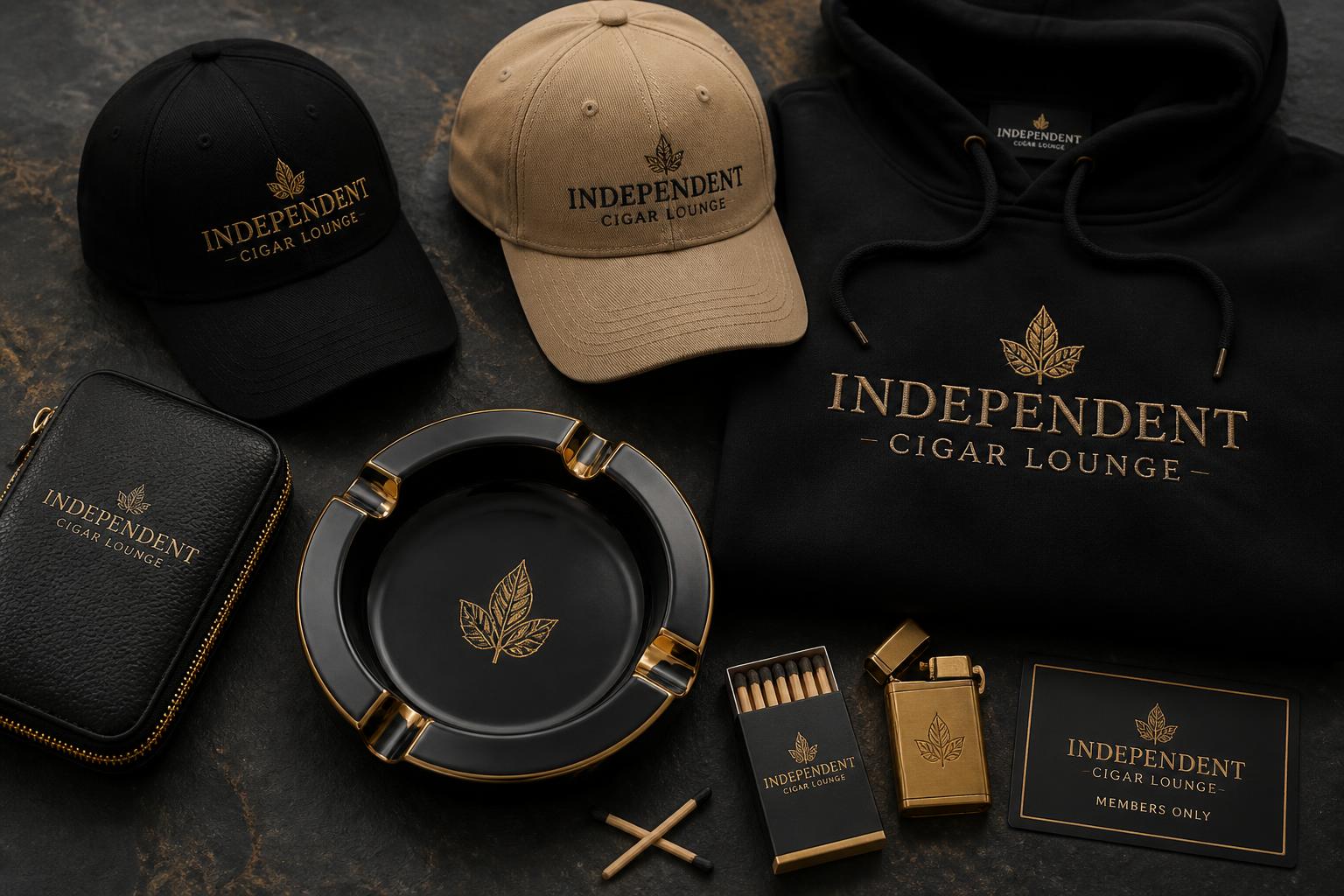 Cigar lounge hats, hoodie, case and lighter