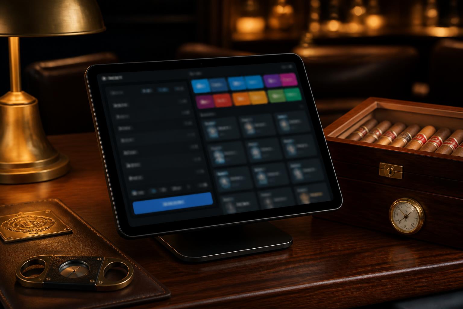Point-of-sale tablet on the lounge counter